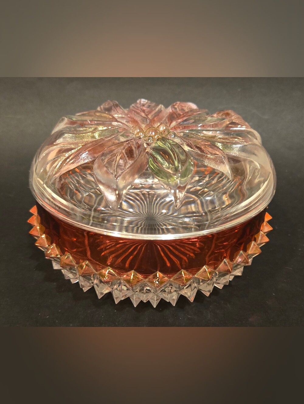 Vintage Savior Vivre Decorative Glass Covered Candy Dish - Ruby Red